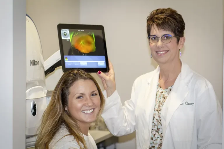 Dr. Nora Clancy with a patient